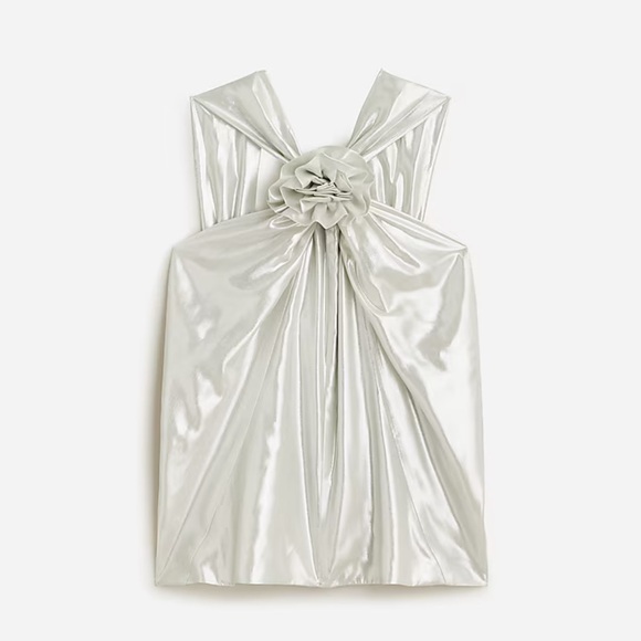J.Crew Collection rosette halter top in silver lamé - Picture 8 of 11